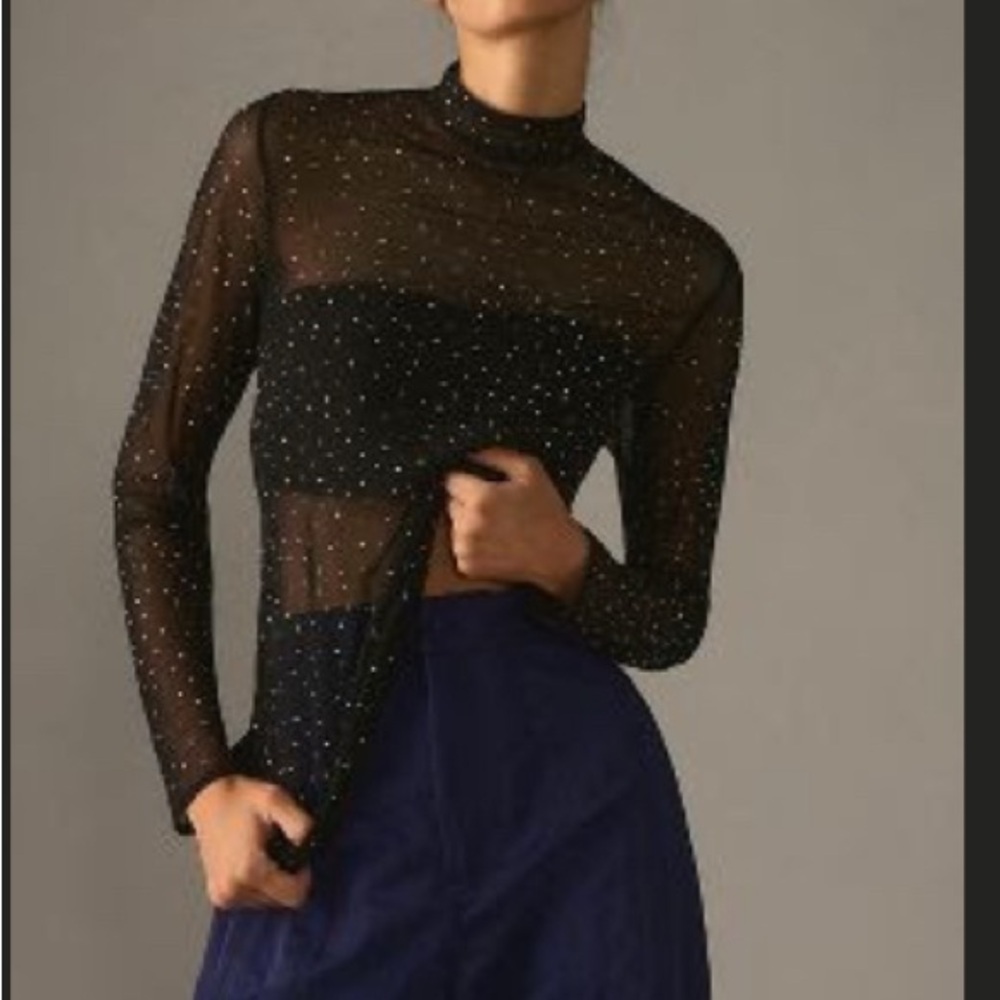 Anthropologie. Sheer top. Size M. Black.